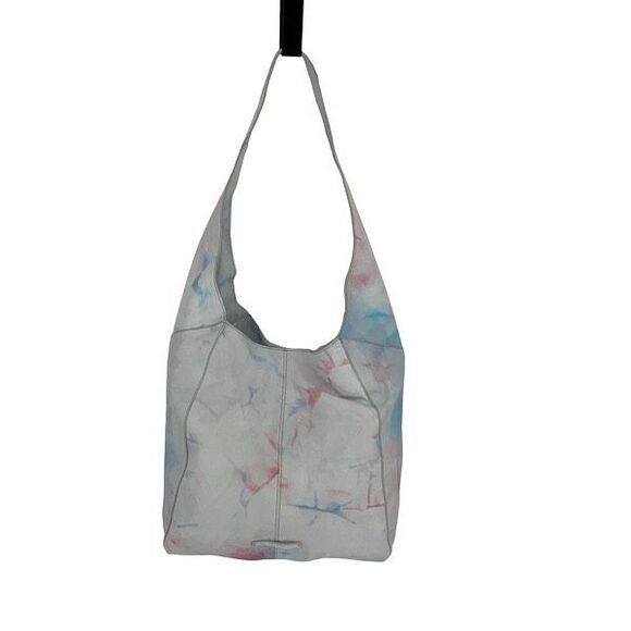 Lucky Brand Womens Leather Tie Dye Purse Tote Shoulder Bag White Pink Large NWOT - Picture 2 of 9